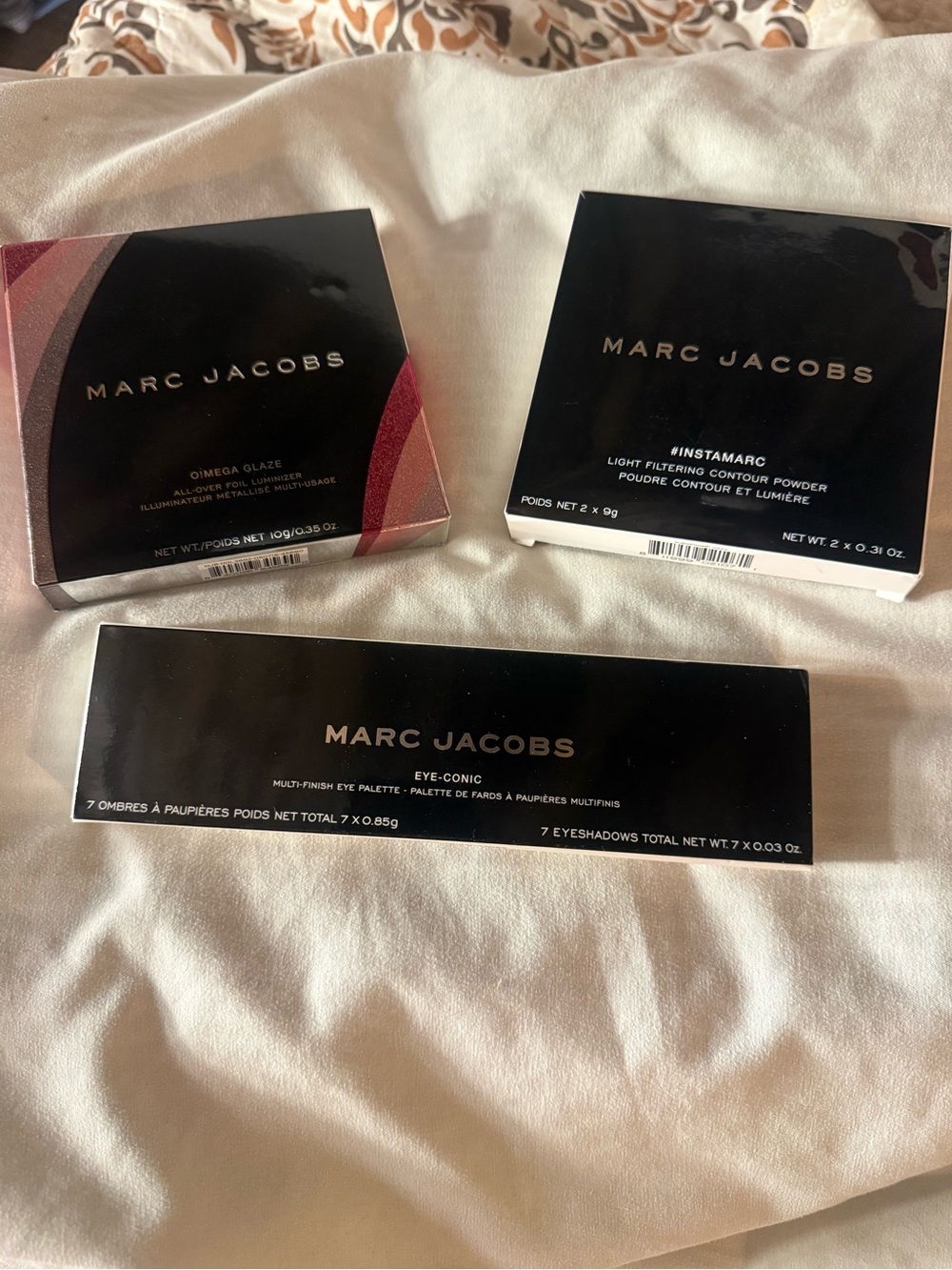 Marc Jacobs discontinued eye-conic pallet, omega highlighter and contour set.
